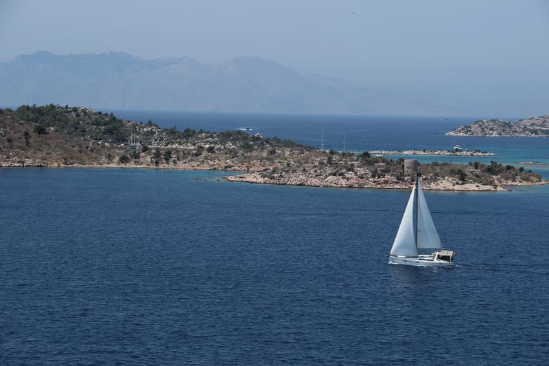 Traditional sailing boat on the Marmaris coastline