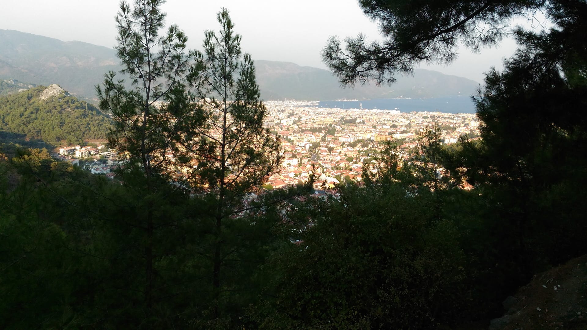Sunny Marmaris hillside view toward the coast